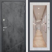 Входная металлическая дверь Loft 18 (бетон темный/зеркало сандал белый)