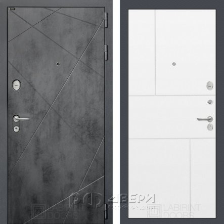 Входная металлическая дверь Loft 21 (бетон темный/белый софт)