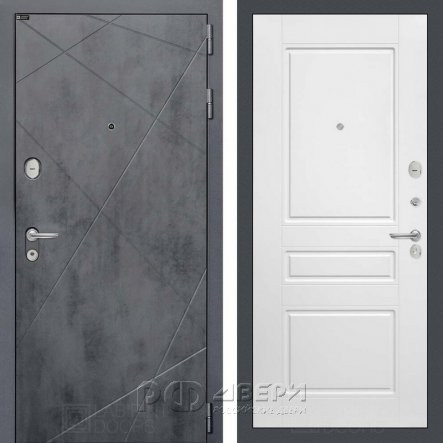 Входная металлическая дверь Loft 03 (бетон темный/белый софт)